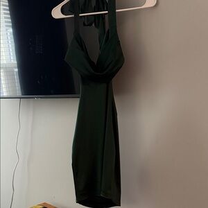 Elegant emerald Green Halter Dress